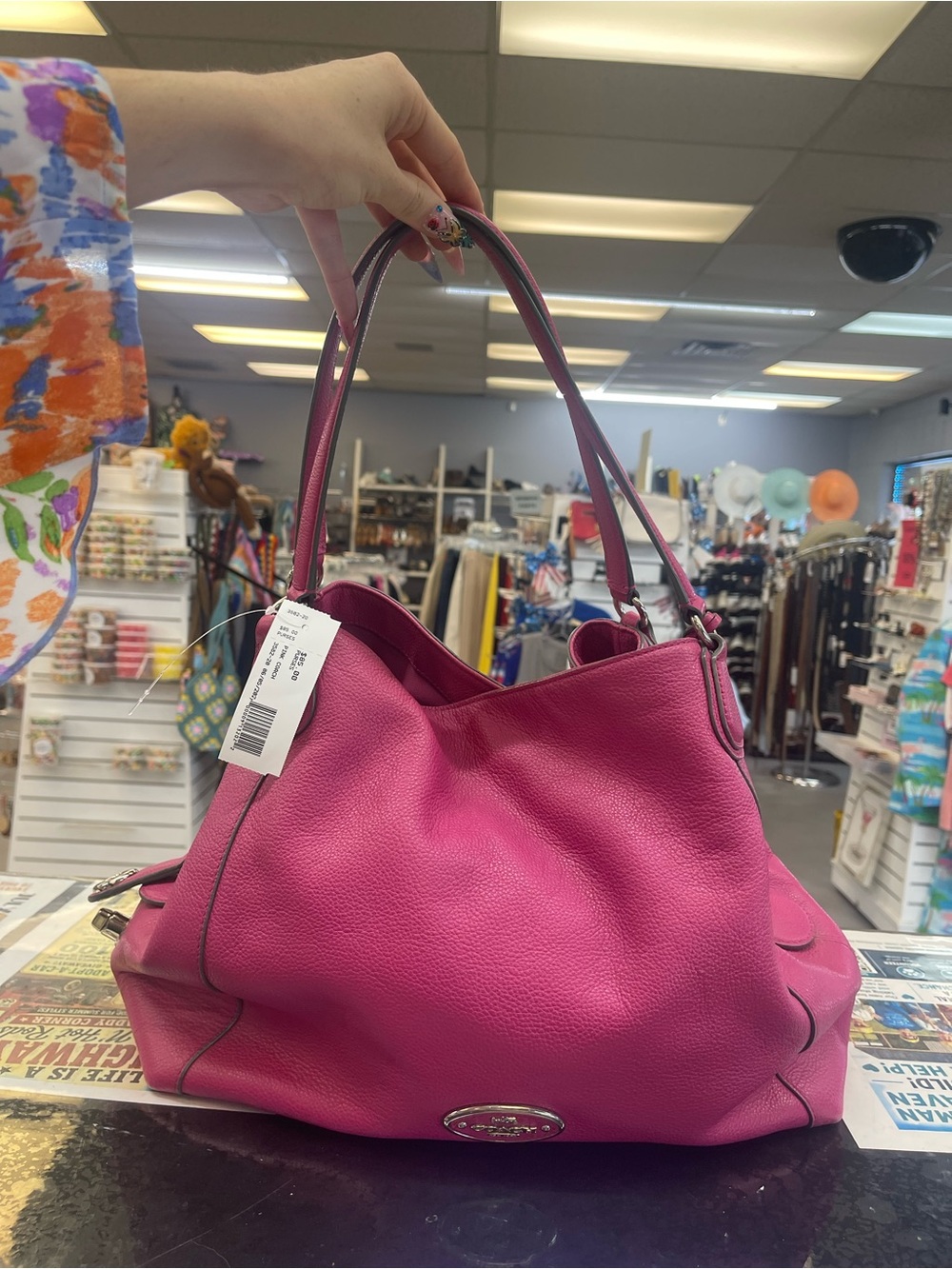 Coach Fuchsia Pebbled Leather Shoulder Bag
